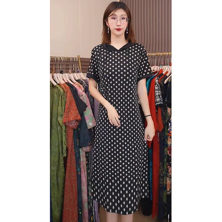 【小波点连帽】新款显白遮肉连衣裙L