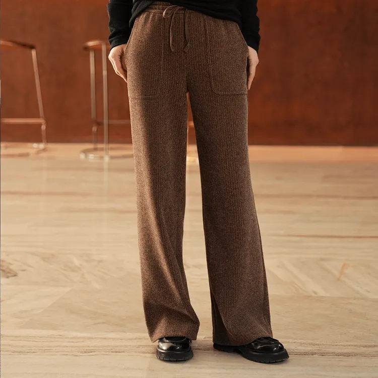 AMASS/阿玛施【糯米裤】肌理感软糯雪尼尔松紧腰直筒休闲裤5100386