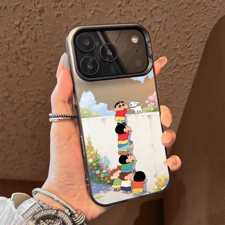 适用苹果17promax手机壳蜡笔小新15/16Pro磨砂14防摔12/13P全包硬