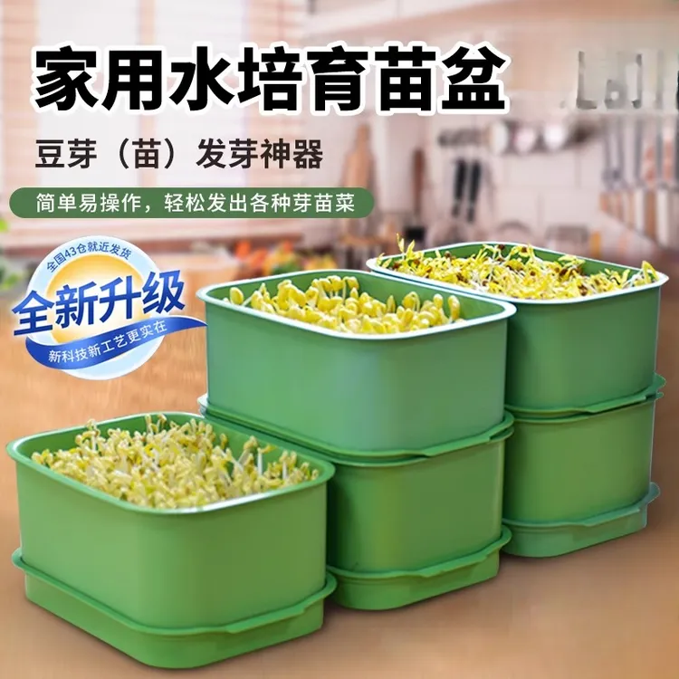 绿色发豆芽专用盆无土栽培种植盘发豆芽育苗盘塑料培育发花生芽盆