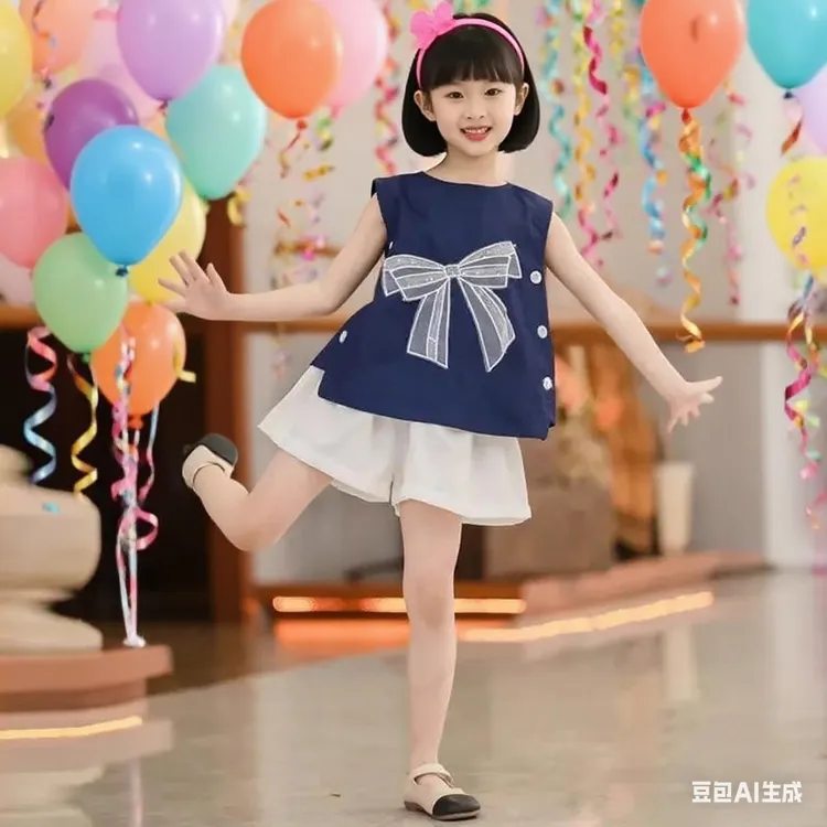 女童儿童套装夏季薄款中大童宝宝2025新款洋气夏装韩版时髦两件套