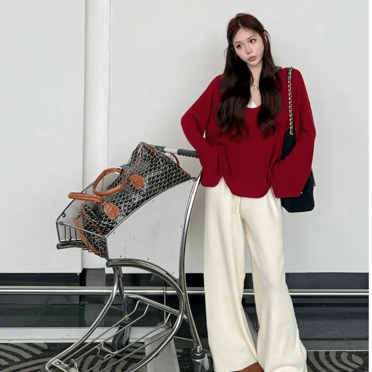 2025秋冬季新款韩版宽松慵懒风显瘦毛衣女中长款针织衫上衣设计感