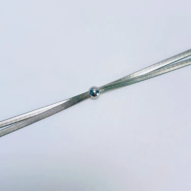 银色转运珠项链轻奢小众高级感毛衣链配饰可抽拉气质