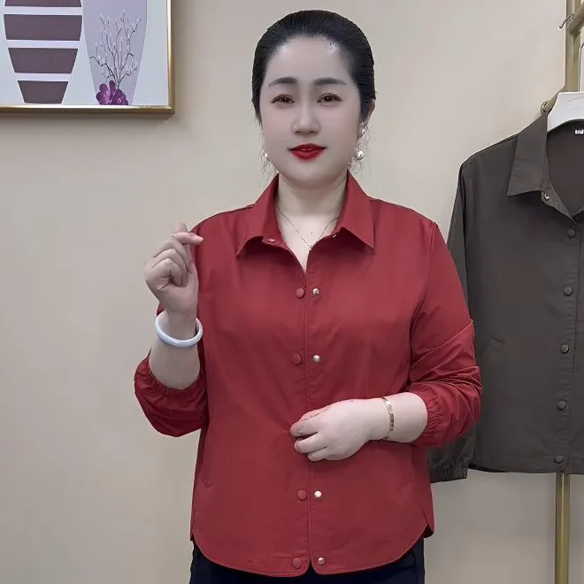 早秋新款时尚洋气休闲百搭气质显瘦中年妈妈装单层薄外套3035