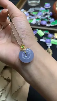 翡翠18K金镶嵌吊坠(不含链)扣子