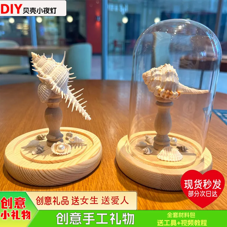天然海胆壳贝壳小夜灯成品桌面橱窗创意小摆件diy材料包礼物