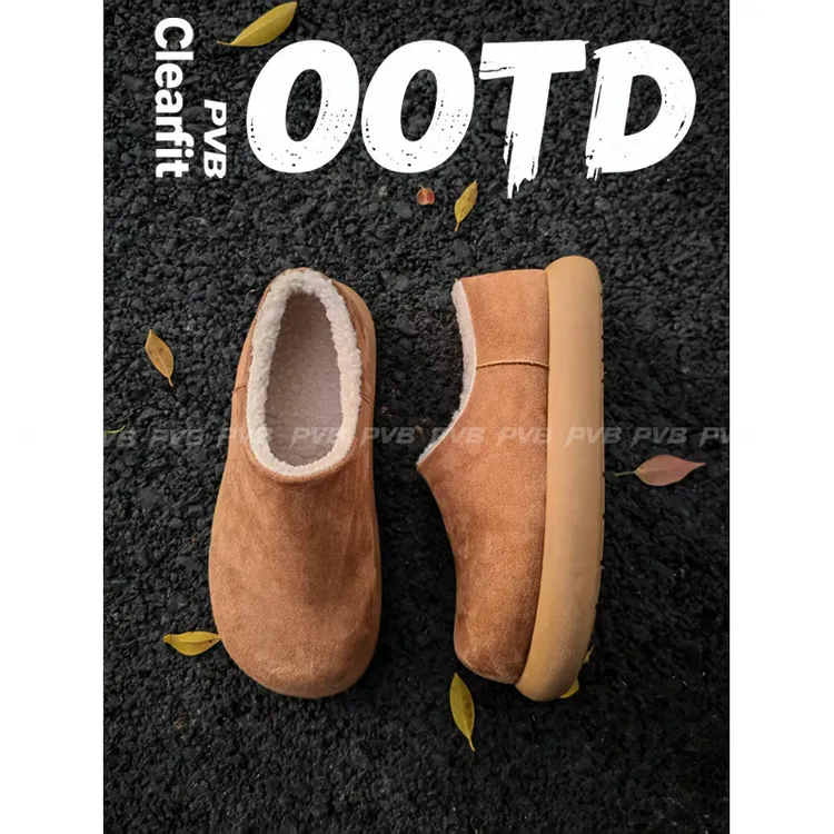 PVB*25FW"水豚系列"一脚蹬全包翘头勃肯棉鞋 男款冬季加绒穆勒鞋