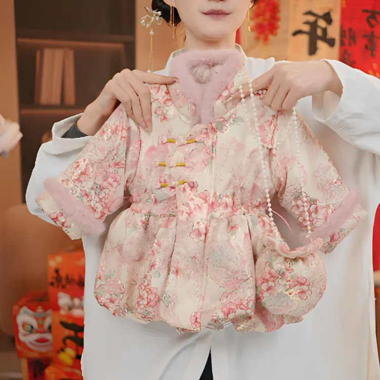 【金玉满堂】2025秋冬新款拜年服中国风加绒加厚女童提花外套