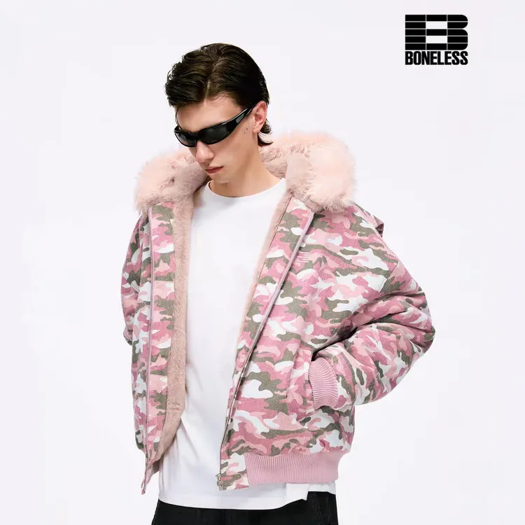 BONELESS迷彩座山雕毛绒里厚夹克