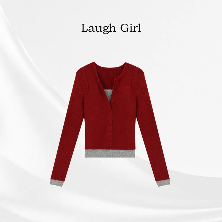楚楚君 Laugh girl【减龄女孩】减龄圆领假两件毛衣XL551263J