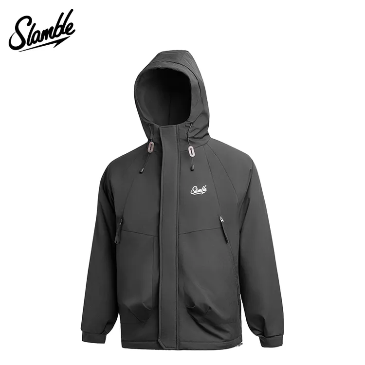 SLAMBLE男士防风连帽棉服户外运动加厚棉衣保暖机能工装保暖外套