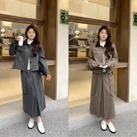 裂渡宣宣【古早千金】微胖大码女秋冬ins夹克棉服+半裙套装ZY509V10