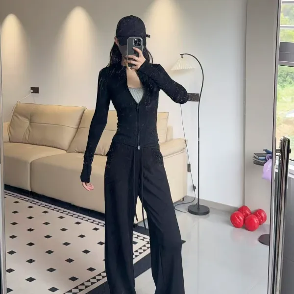 【里里专属】雅赛尔面膜裤春秋慵懒风低腰显瘦直筒抽绳垂垂阔腿长裤