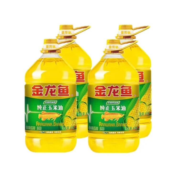 金龙鱼纯正玉米油4L物理压榨家用桶装食用油4L家用炒菜食用油植物