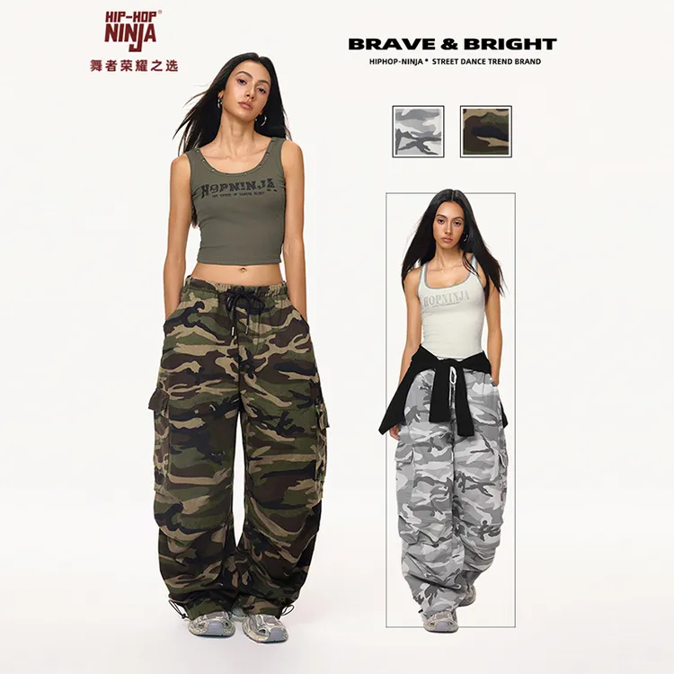 HIPHOP NINJA 街舞爵士舞嘻哈美式迷彩伞兵工装长裤跳舞秋季潮