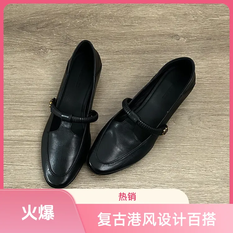 粗跟T字复古法式百搭黑色带夏季女鞋单鞋编织玛丽珍圆新款通勤
