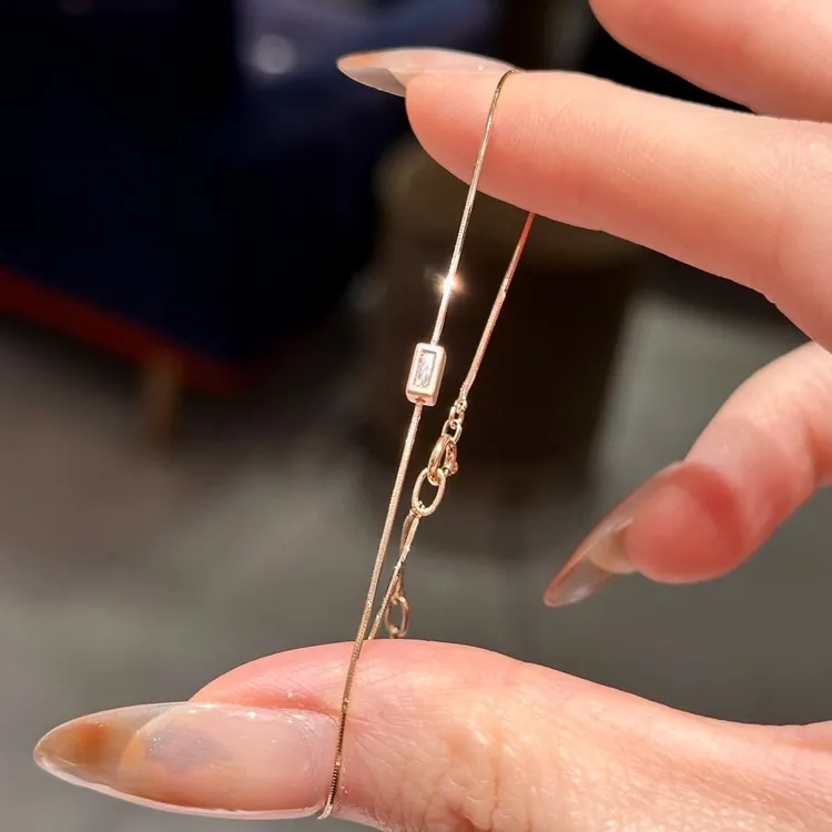 铜合金手链 爆闪极细小方糖蛇骨手链独特小众设计高级感精致手饰