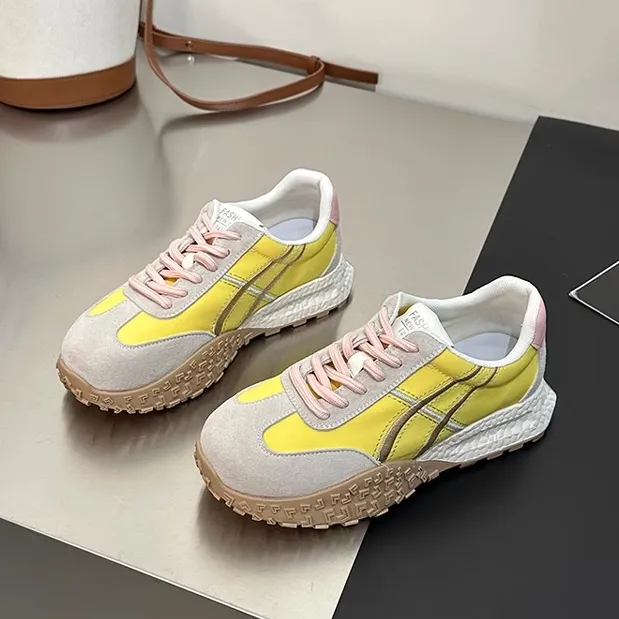 洋气小个子增高德训鞋女2025春夏透气厚底休闲运动鞋内增高阿甘鞋