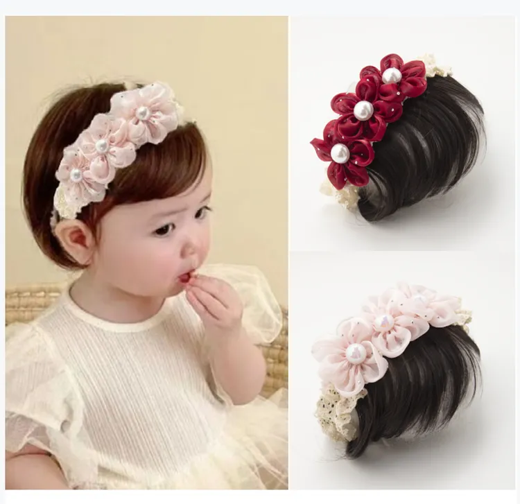 婴儿假发发带男童女宝宝百搭齐刘海头饰生日满月摄影发饰头带帽子