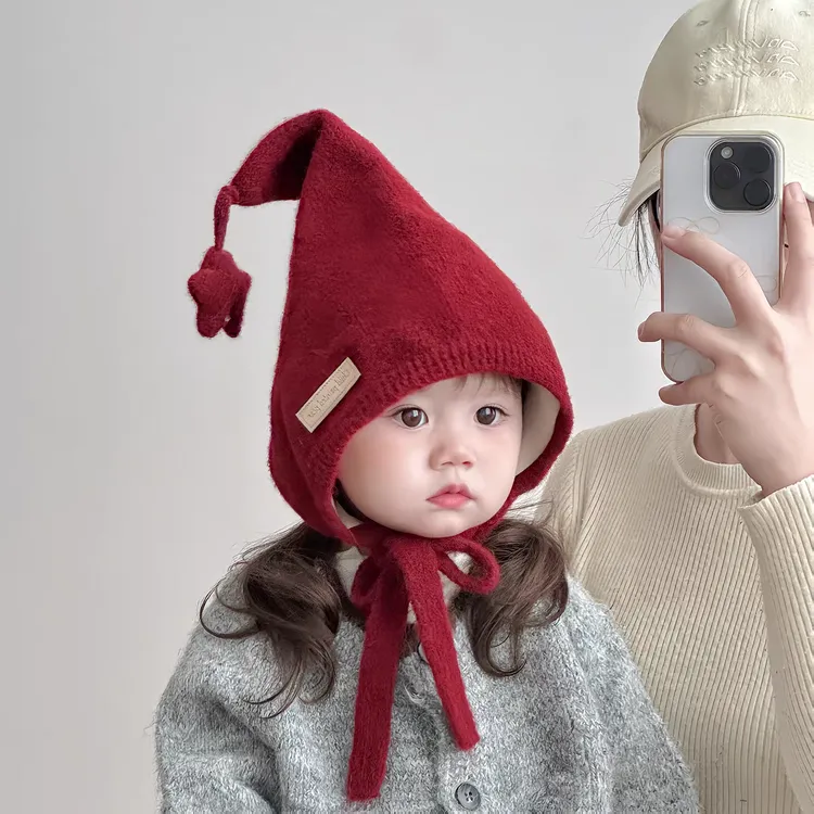 宝宝帽子冬天毛线帽可爱韩版婴幼儿加厚保暖针织护耳帽外出防风帽