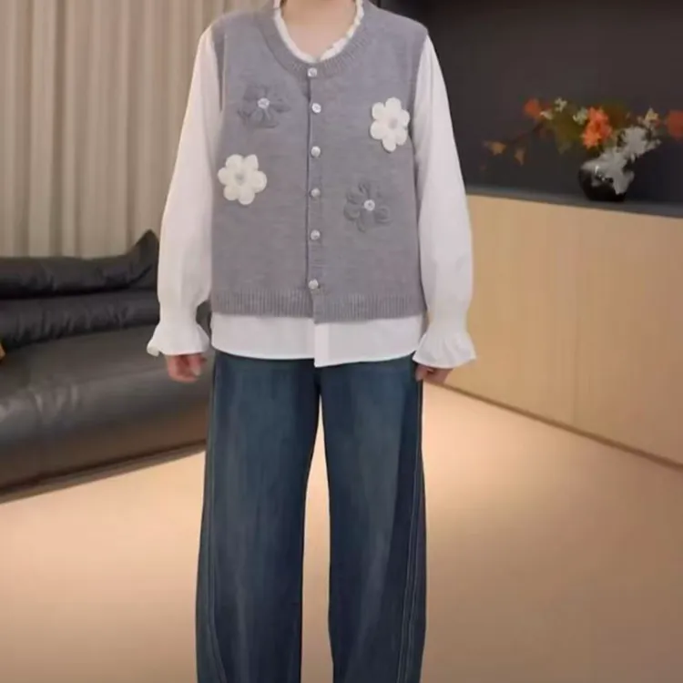 8806-重工立体花大码时尚假两件