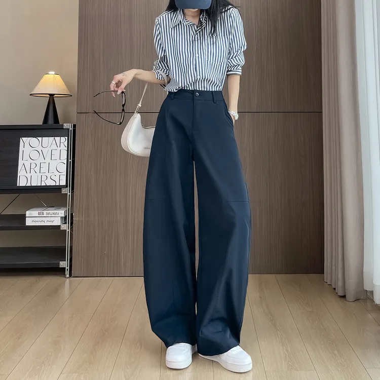 美式复古阔腿弯刀裤女款爆款2025新款春秋老钱风显瘦香蕉休闲裤子