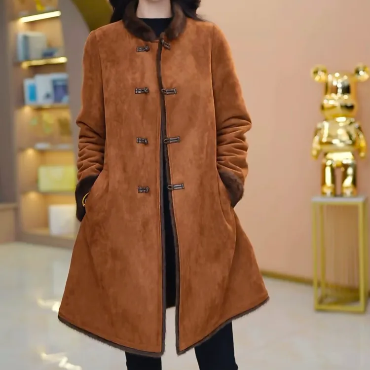 蔓琳大衣加绒加厚【双面穿】优雅气质时尚大气收腰显瘦外套-29360