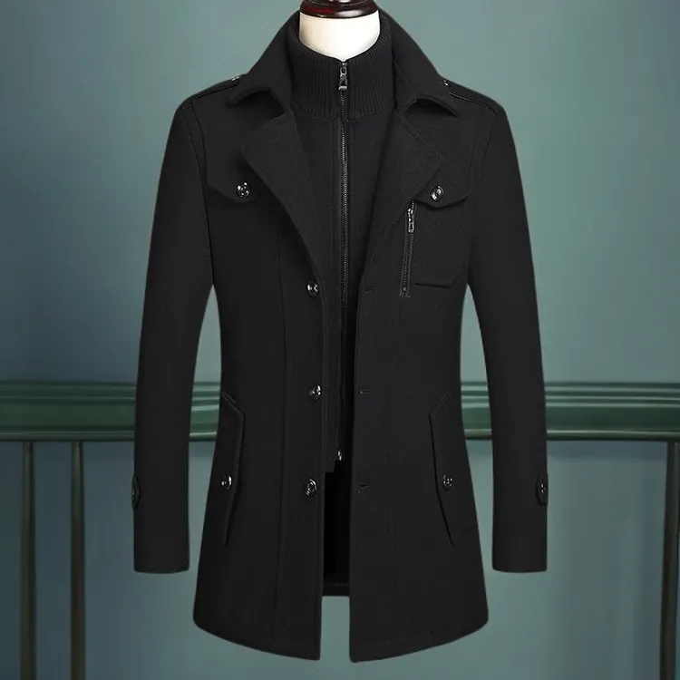 秋冬羊毛呢大衣外套商务休闲时尚男装毛呢大衣男装中长款高端