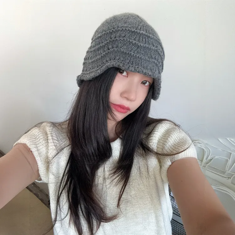 韩版时尚花边休闲羊毛针织包头冷帽女柔软百搭护耳毛线帽子秋冬潮
