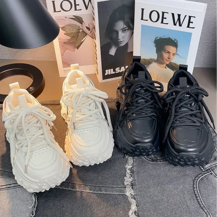 跟高8厘米秋季新款超轻厚底老爹鞋小个子必入