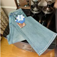 秋冬新款浅蓝色微喇裤轻职风女秋季牛仔裤喇叭四面弹显瘦微胖身材