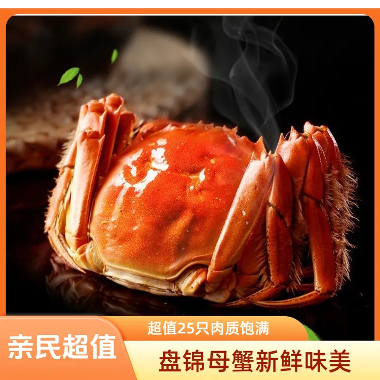 盘锦稻田蟹鲜活母蟹25只超值（单只0.9-1.1两）同城包邮红膏蟹
