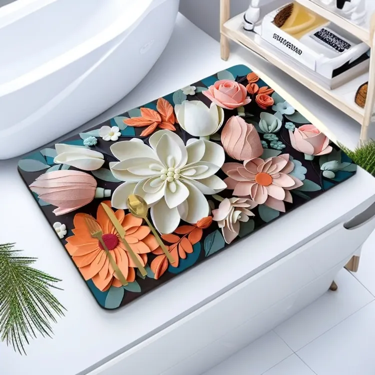 环保不发霉地垫入户门耐脏吸水防滑脚垫家用硅藻泥浴室厨房卫生间