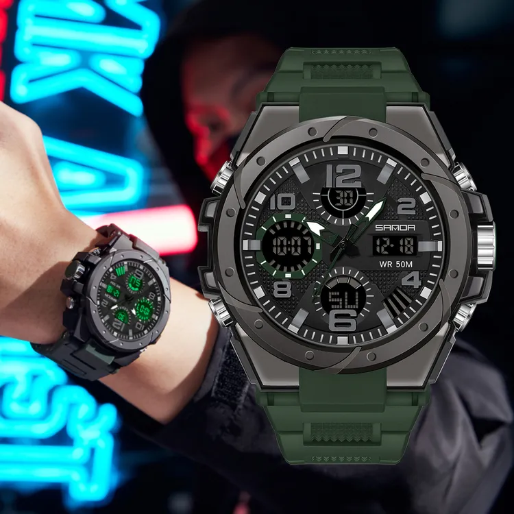 青少年初高中学生手表户外运动多功能高颜值防水双显电子手表男款