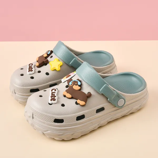 洞洞鞋女可爱卡通小狗包头拖2026年新款厚底百搭休闲一脚蹬懒人鞋