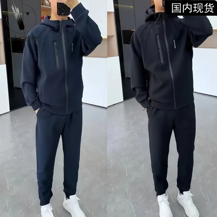 春秋新款潮流休闲运动套装时尚百搭男女款连帽夹克外套卫裤两件套