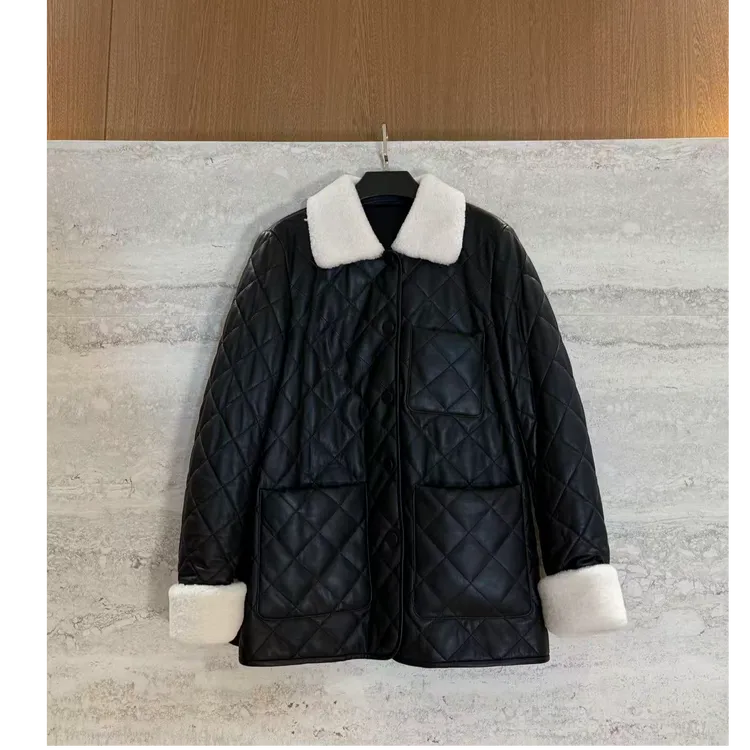 TANTAN 时尚宽松秋冬毛领皮衣外套3692