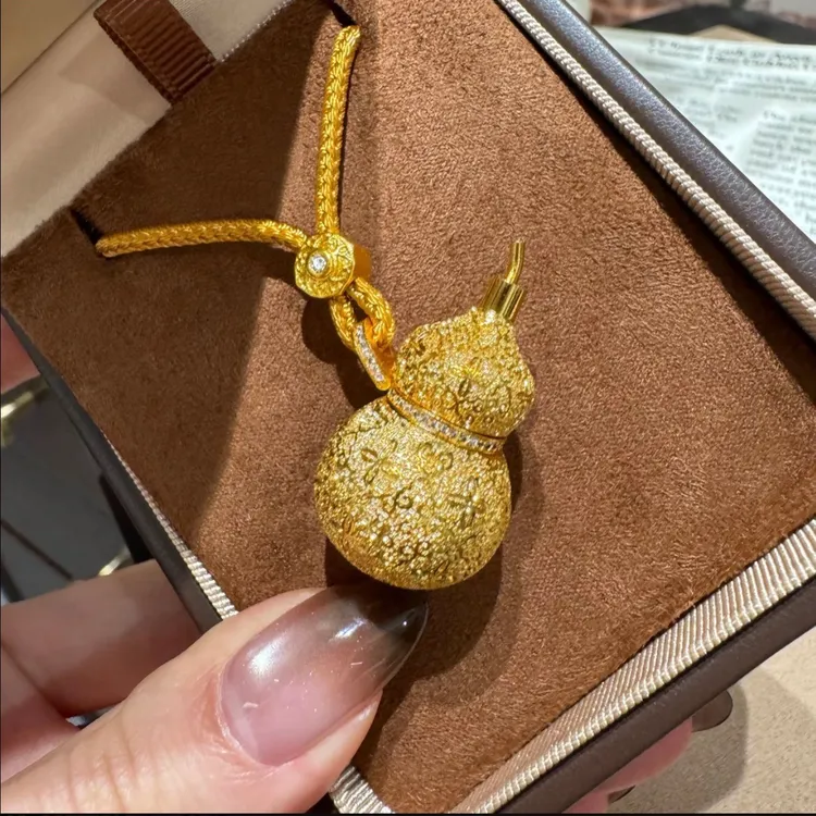 铜合金吊坠 大号錾刻花丝葫芦吊坠棕绳秋冬毛衣链金色宝藏吊坠