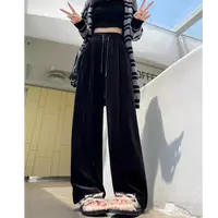 2025春秋新款时尚百搭抽绳休闲裤显瘦宽松洋气直筒裤6016长102