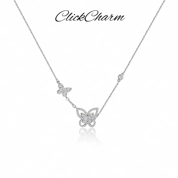 链子925银  「银翼翩跹」925银G家幻影蝴蝶轻奢时尚气质项链锁骨链