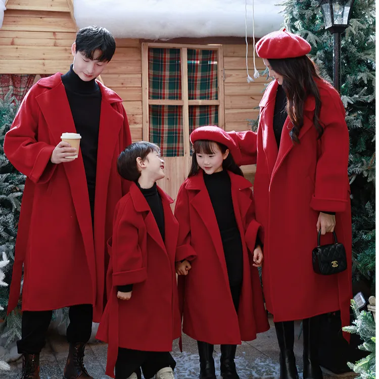 母女炸街高端马年红色亲子装一家三口2025新款母子装大衣外套时髦