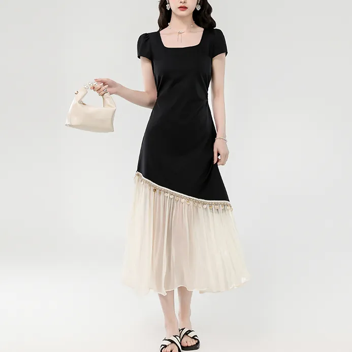 TUBREIT/图百年气质轻奢复古裙子收腰显瘦连衣裙黑色赫本吊带纱裙