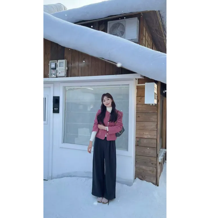 YPP！【必入小香】秋冬玫红色气质时尚圆领百搭羊毛小香风外套