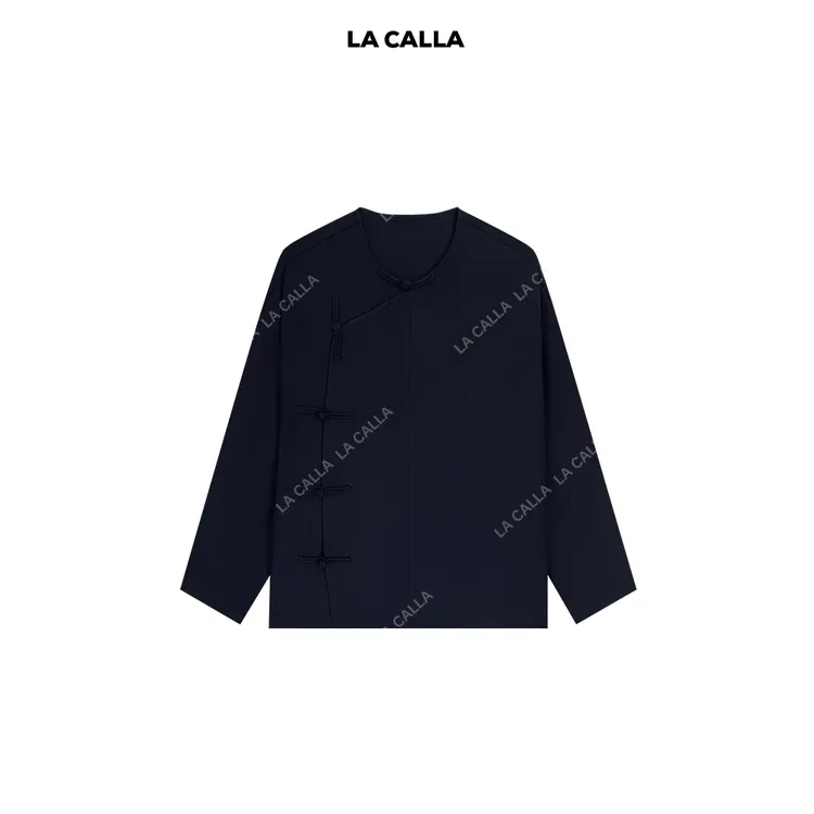 LA CALLA天丝亚麻极简反对称手工盘扣 改良新中式YY-AV5948