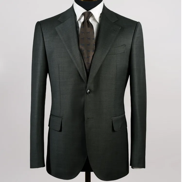 BANG&MAIZE/意大利1881，100%毛英伦绿商务休闲修身手工西服套装