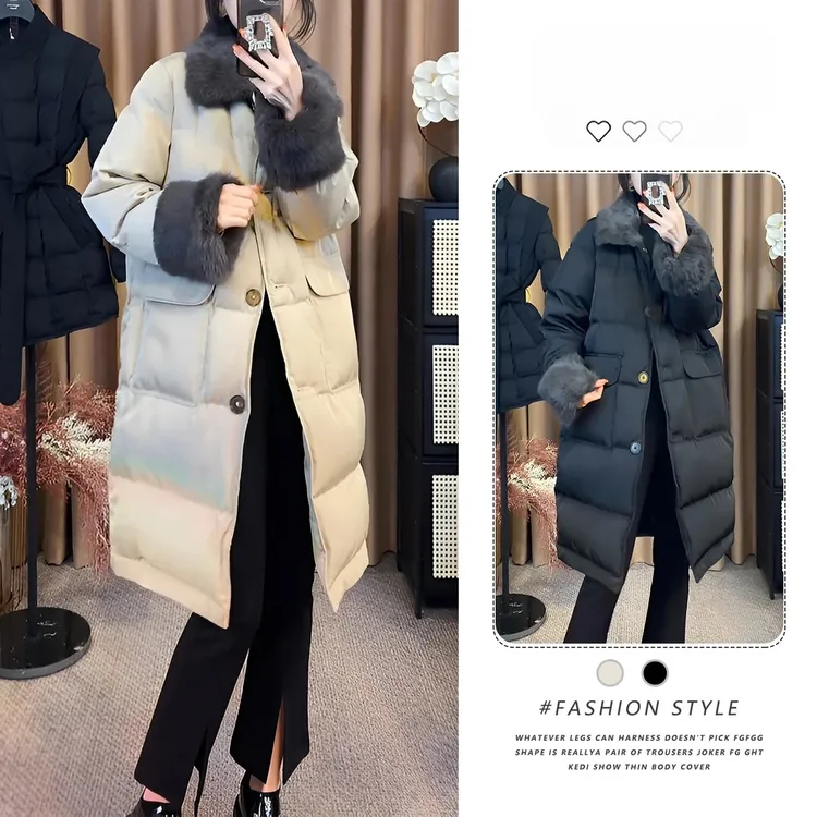 韩版保暖显瘦轻奢气质中长款棉服女2025冬季新款常规保暖时尚棉服