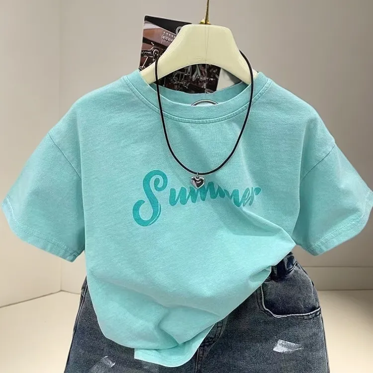 纯棉童装短袖T恤夏季新款韩版儿童卡通印花半袖男女宝宝洋气上衣