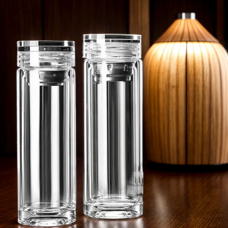 水晶双层玻璃杯加厚便携车载泡茶隔热防爆大容量水杯男高高山流水