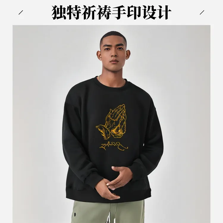 【西藏包邮】藏文化卫衣藏族情侣时尚秋冬卫衣ins白色上衣无帽