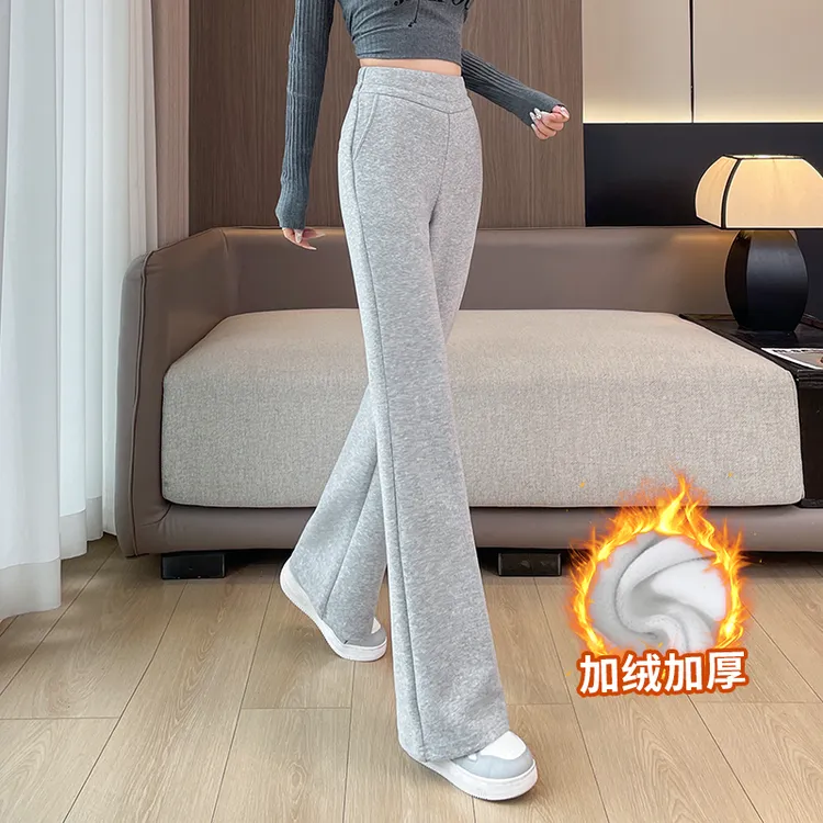 微喇运动裤女秋冬季加绒垂感高腰休闲喇叭卫裤2025新款棉质保暖裤